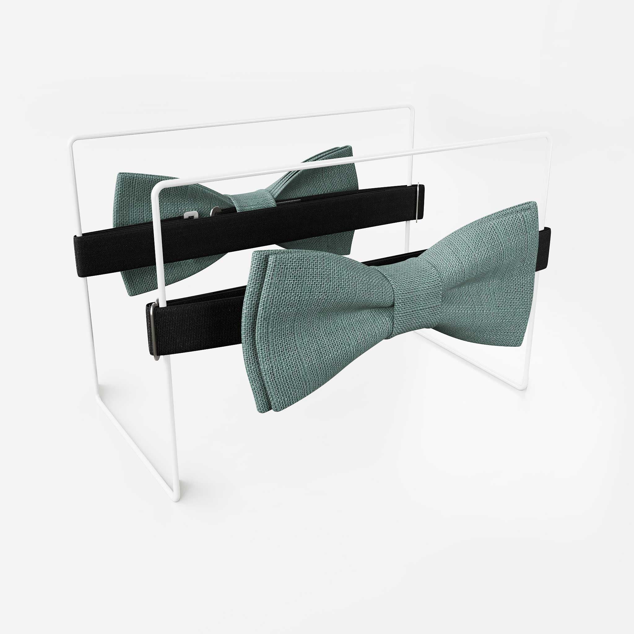 Papillon da Uomo in Lino | Verde Eucalipto | Papillon da Matrimonio Vegano Pre-annodato | Opzionale con Fazzoletto da Taschino & Bretelle | Large Batwing | Fatto a Mano in Germania