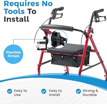 Easy Walker Cup Holder for Rollator Wheelchair Scooter, Adjustable Foldable