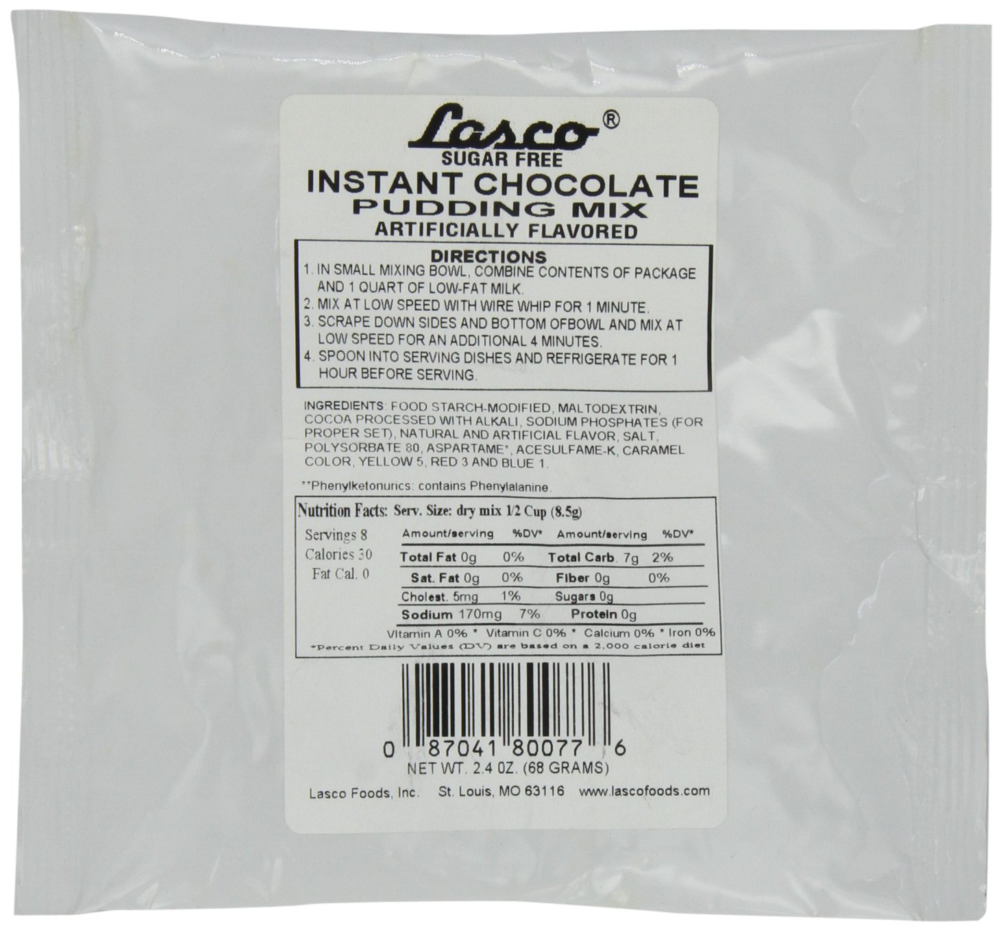 Taste Specialty Foods LASCO Sugar Free Chocolate Pudding