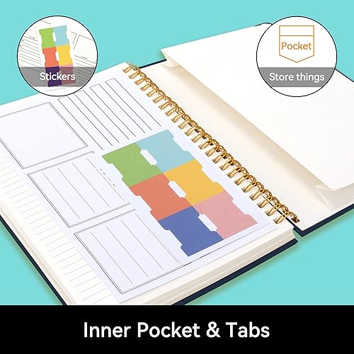 Miniatura 5 de Alltree Cuaderno rayado, cuaderno de espiral para el trabajo, diario para mujeres y hombres, tamaño A5, tamaño mediano, cuaderno en espiral con