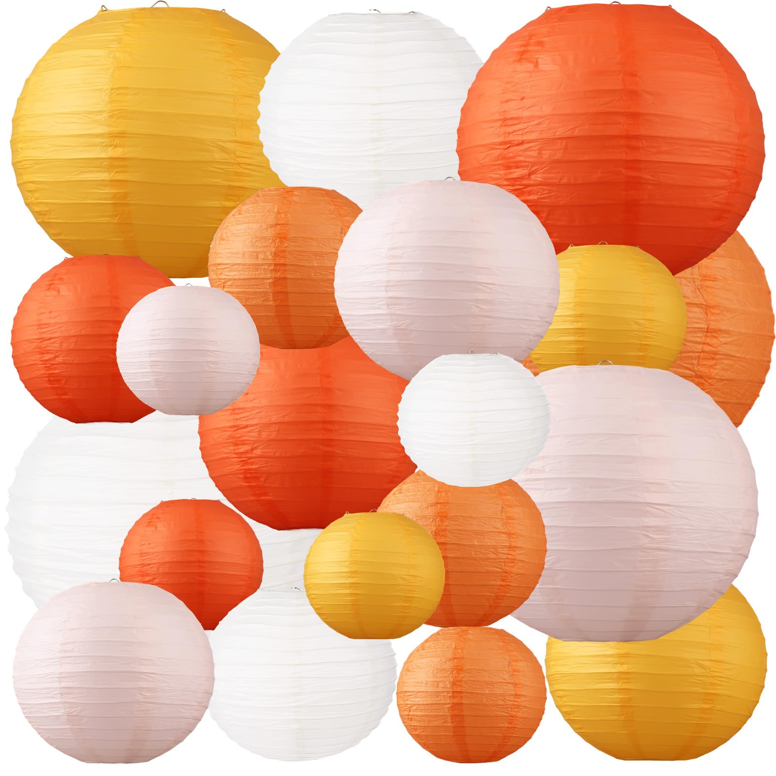 Photo 1 of 20 Pcs Orange Peach Paper Lanterns Party Decorations Hanging Chinese Japanese Paper Lantern Lamps for Home Decor, Restaurant, Church, Wedding, Birthday Party Decorations
