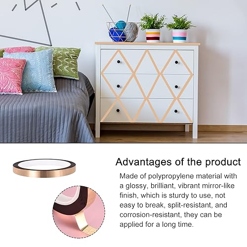 Miniatura 3 de Cinta de película de poliéster metalizado en tono dorado para pared decorativa, embalaje, impresión - 0.47 pulgadas x 164 pies1 rollo