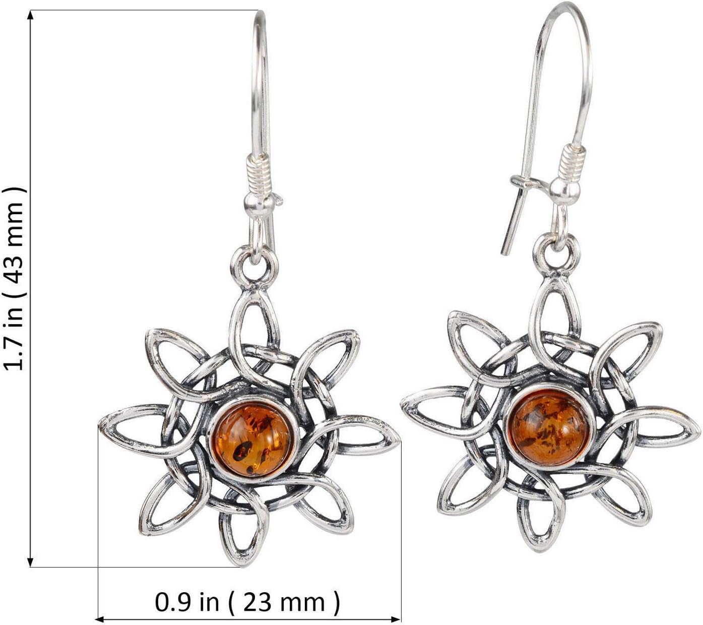 Amber Earrings - Sterling Silver Baltic Honey Amber Kidney Hook Sun Earrings - Sterling Silver Jewelry Collection