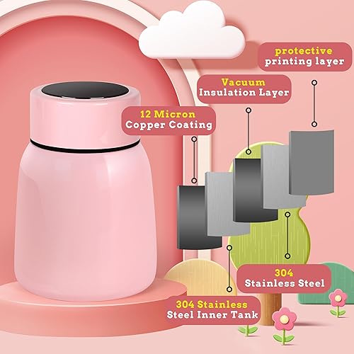 Miniatura 4 de Termo infantil para alimentos calientes, contenedor de alimentos aislado con pantalla de temperatura, 11 onzas, tarro de alimentos aislado al vacío