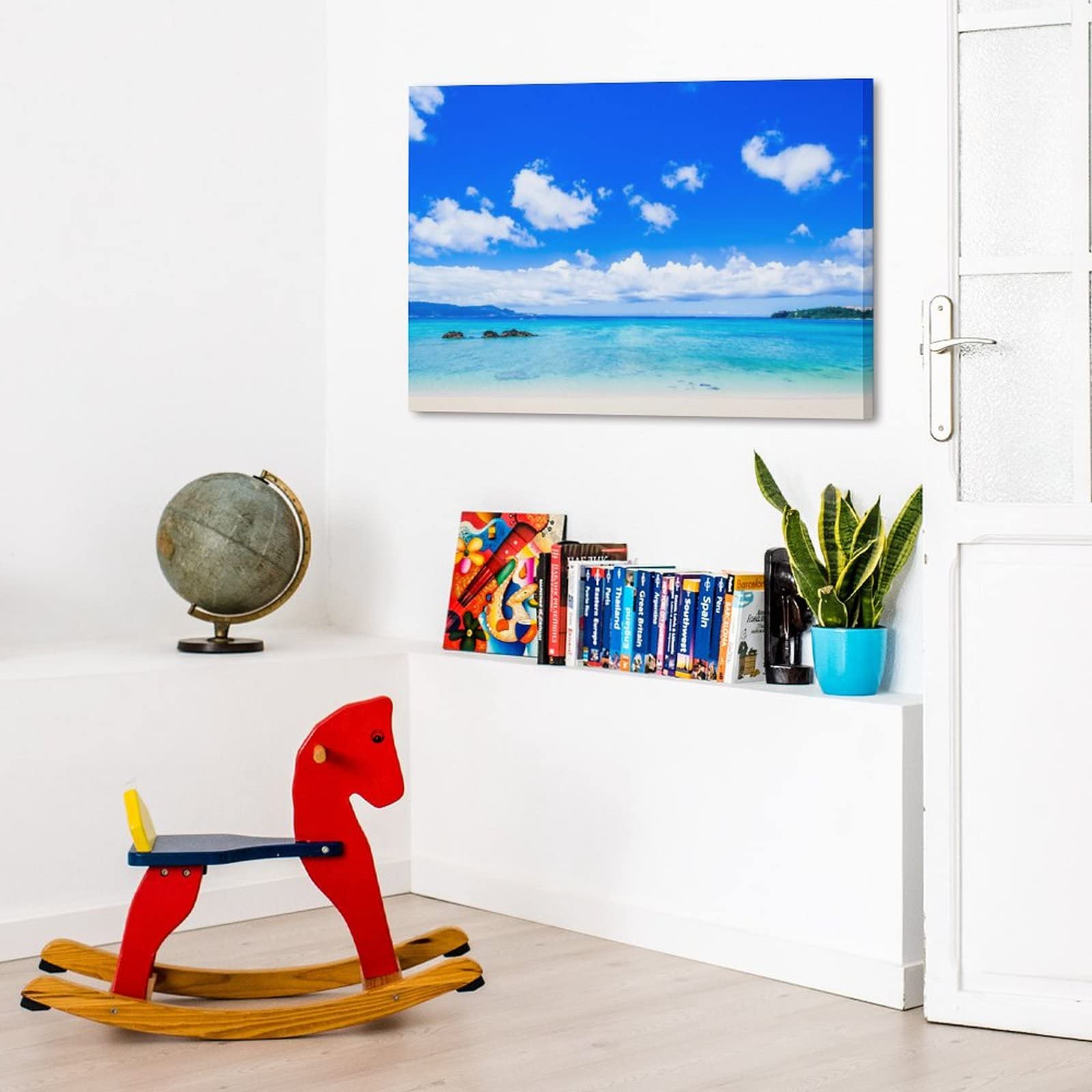 壁飾り アートパネル 100cm×25cm 青い海 Amazon.co.jp: 絵画 青い海インテリア 絵画 風景画アートパネル 壁の絵