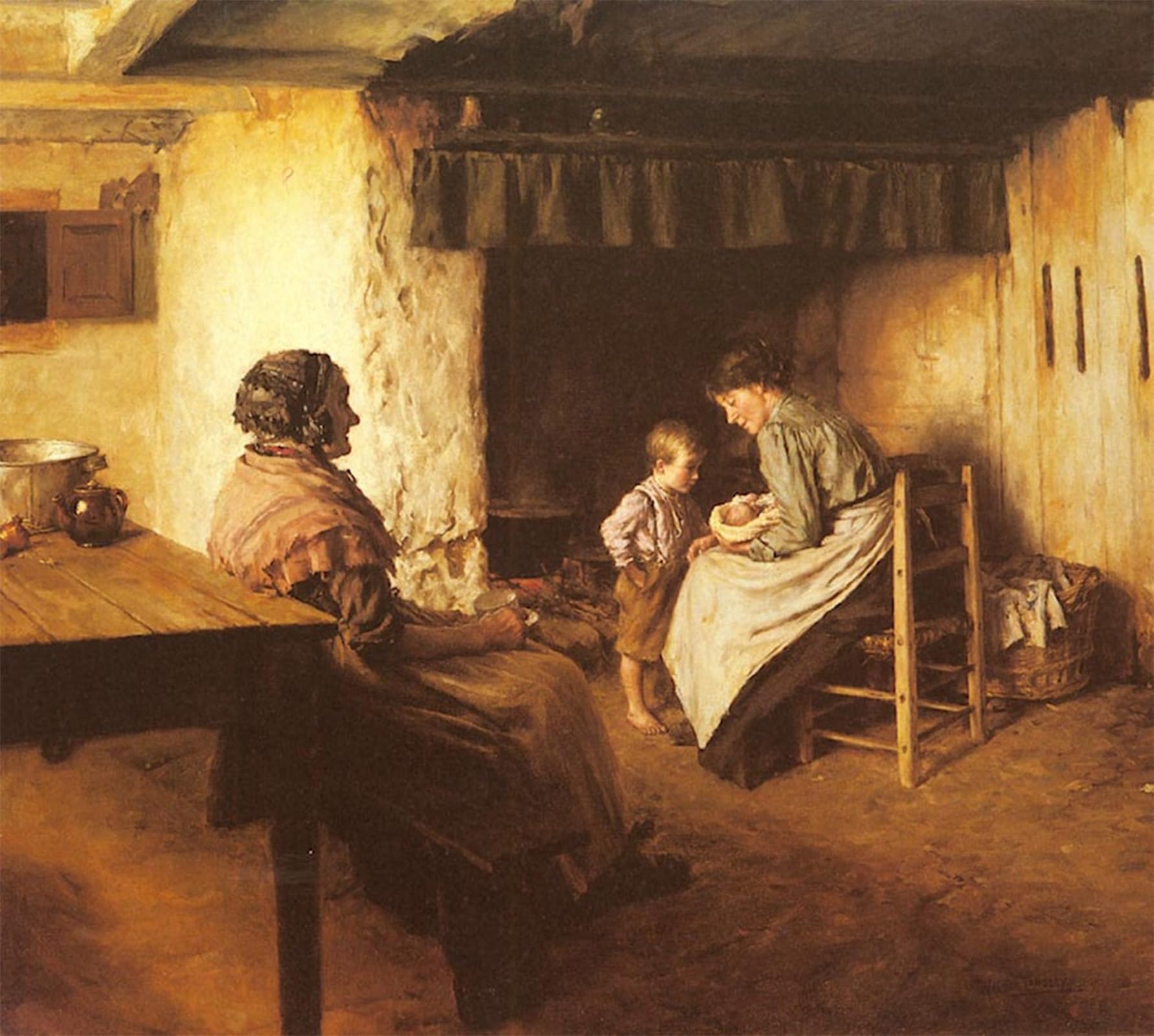 ARTXLXXBN Famous Painting Art Wall Decor Abstract Art Picture the New Life by Walter Langley Animal Pictures for Home Decor 60x90cm