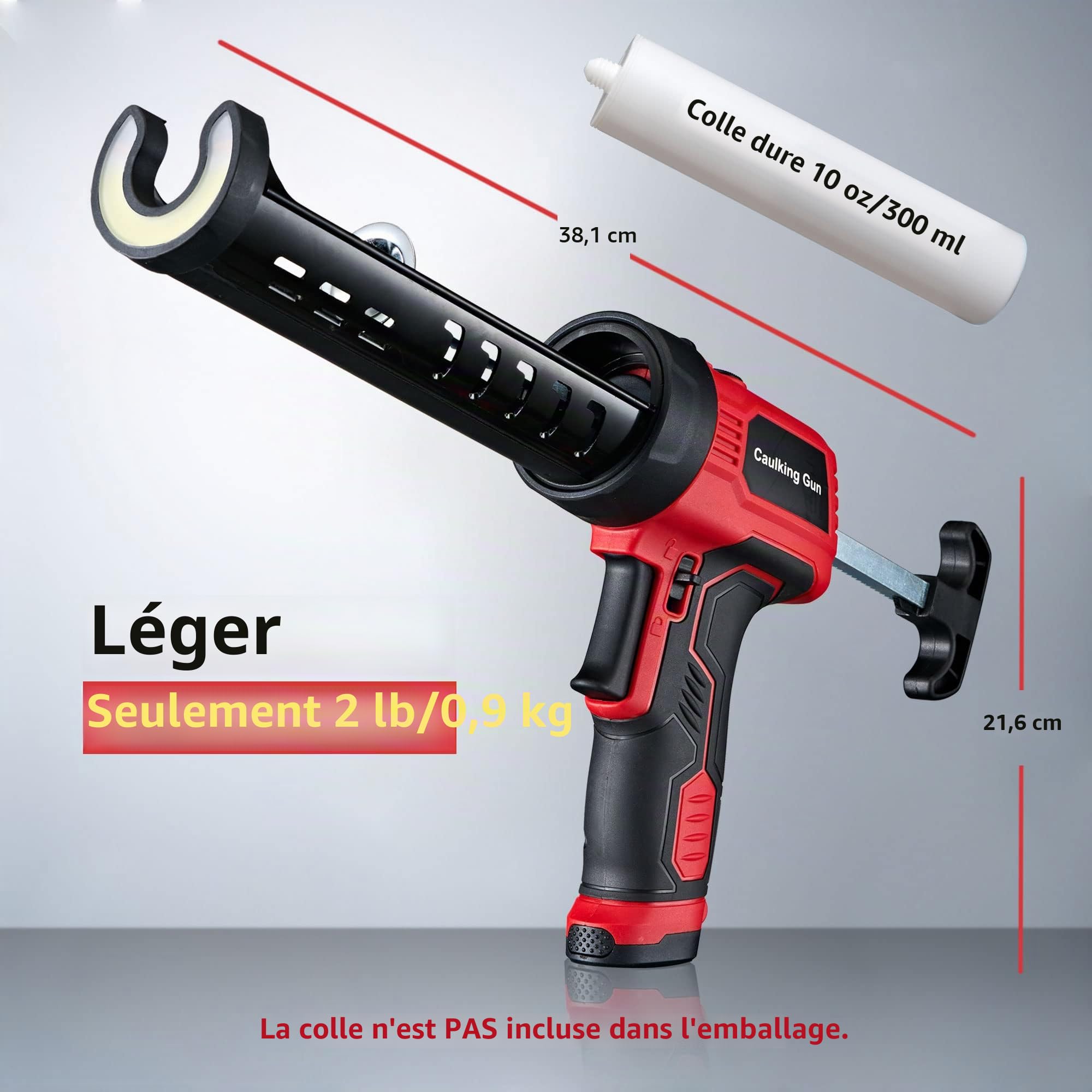 Pistolet à calfeutrer électrique anti-goutte 300 kg sans fil silicone débit constant 283,5 g