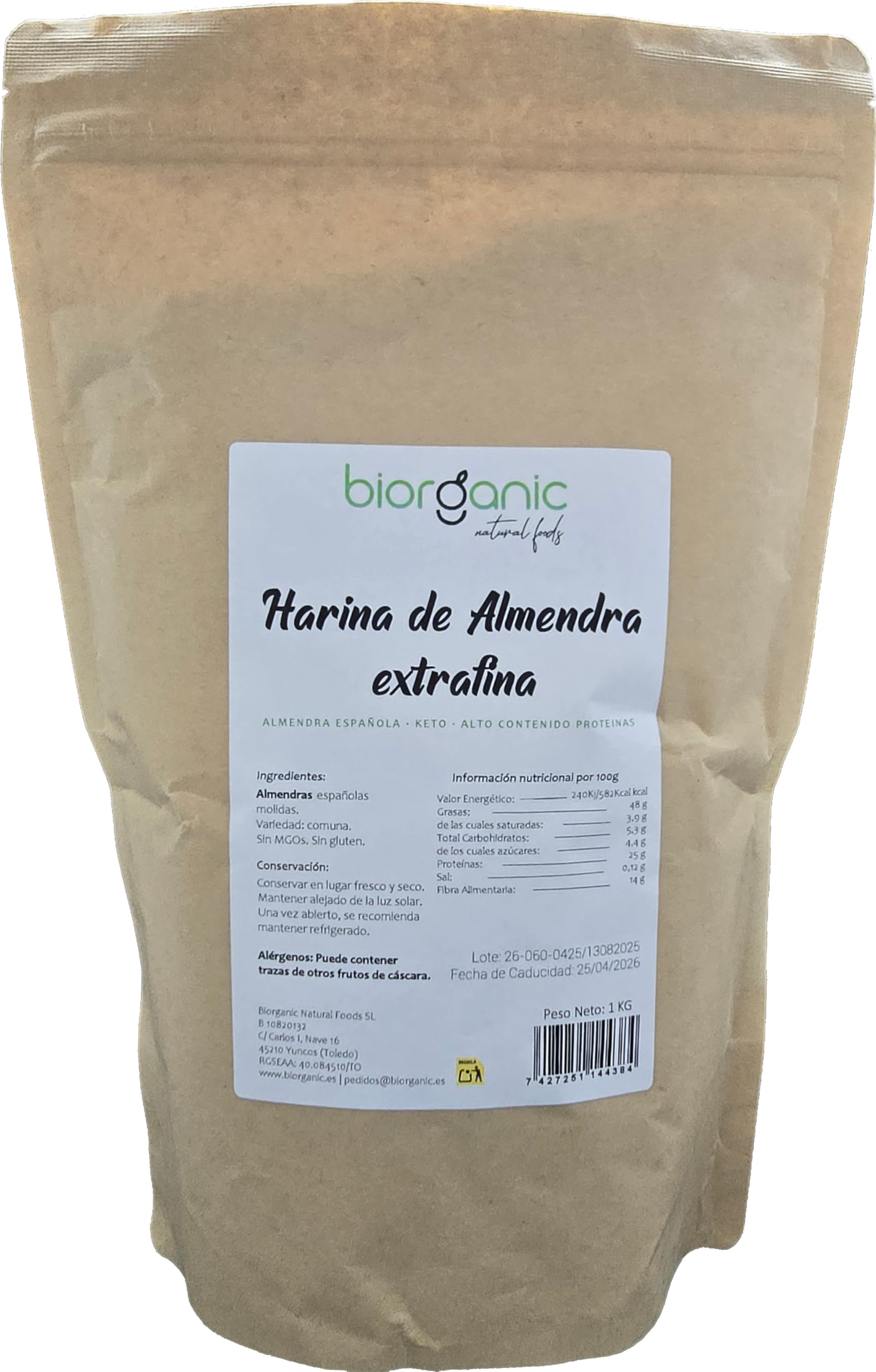 Harina de almendras pack 5kg. Pack ahorro. Sin gluten. Sin piel. Origen España.100% natural. Certificado sin MGOs. Molienda fina. Marca Española.