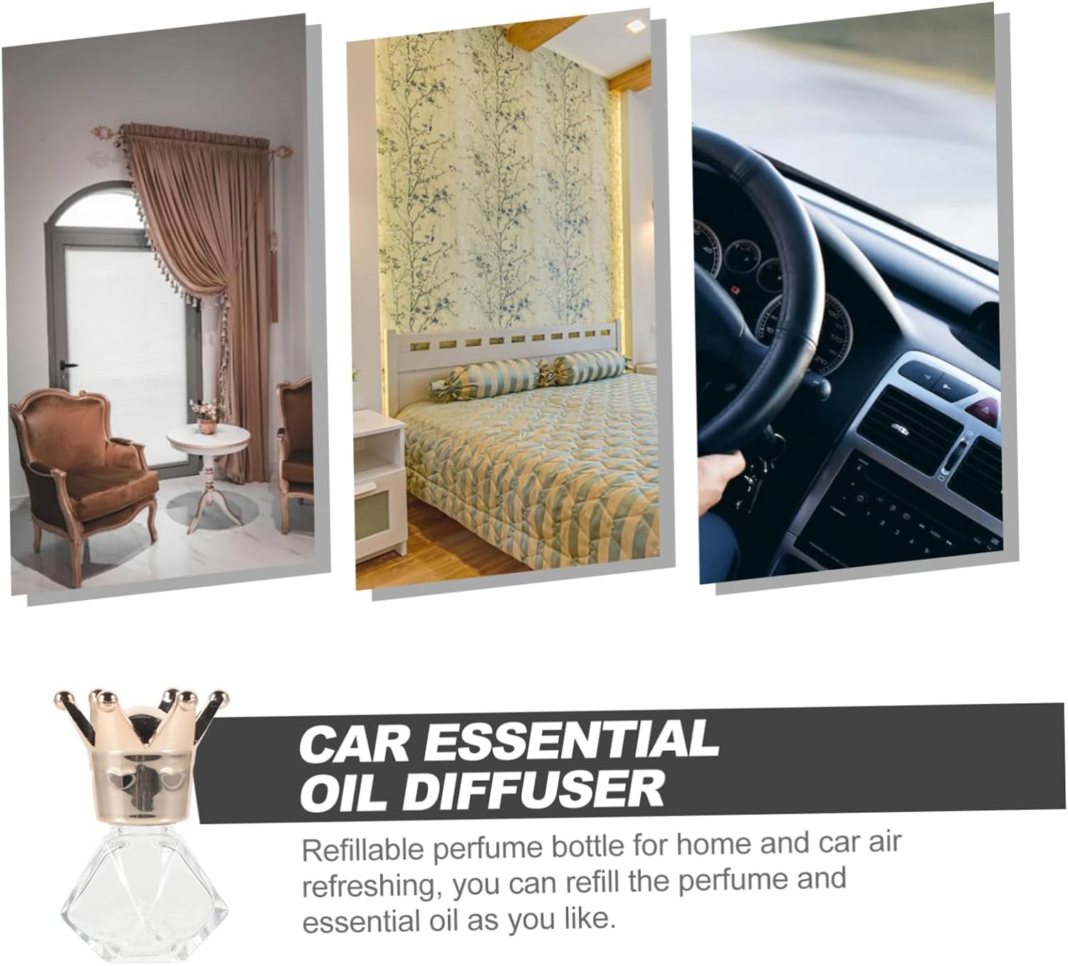 Car Essential Oil Diffuser Bottle 8ml Empty Glass Decorative image 3