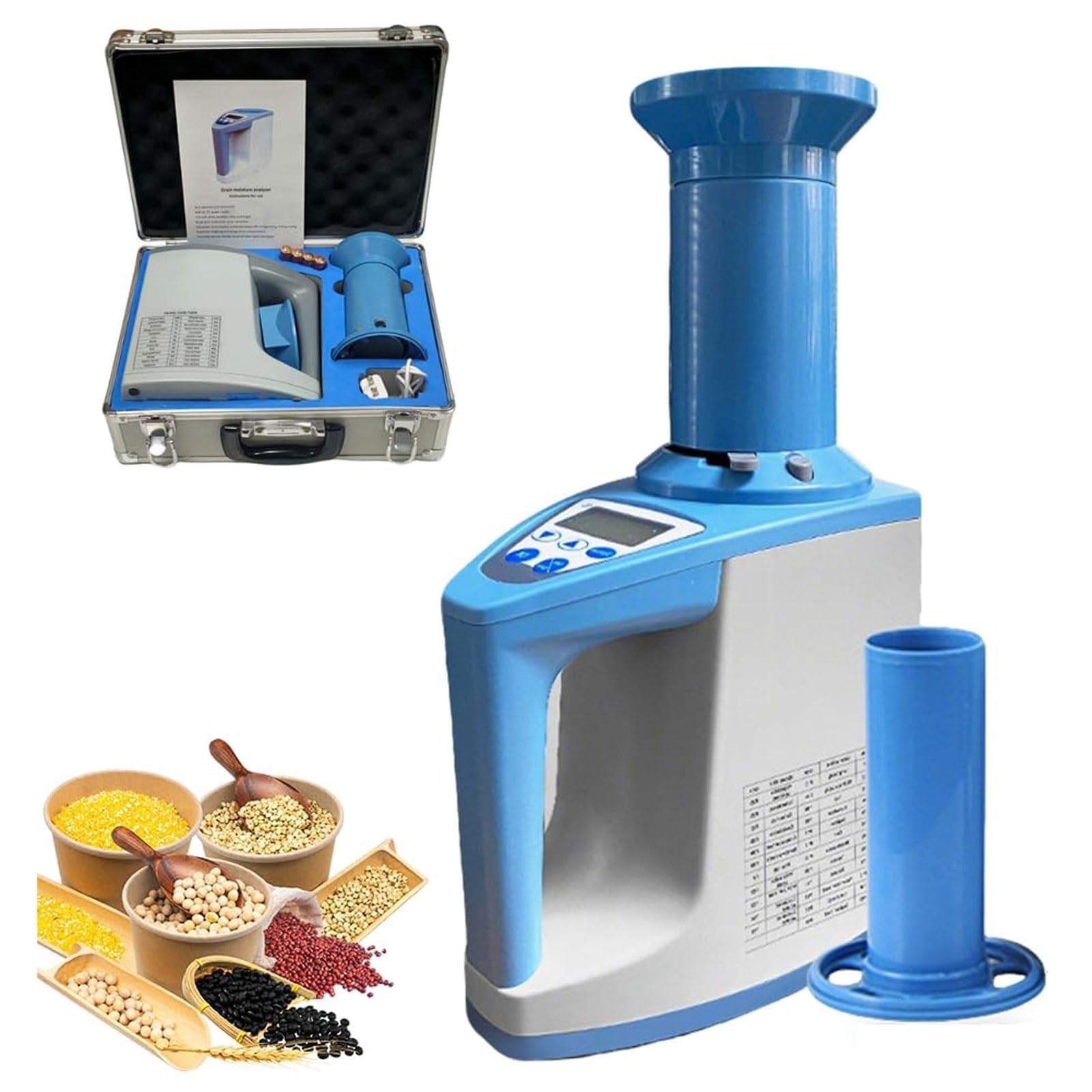 Misuratore di umidità digitale portatile 4 in 1, adatto per 35 tipi di cereali come grano, mais, riso, chicchi di caffè, per agricoltori e personale addetto alla lavorazione degli alimenti