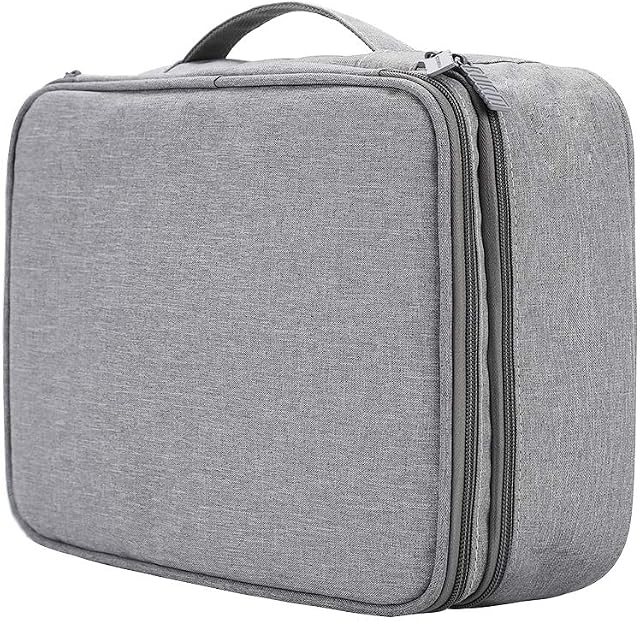 TsunNee Double Layer Travel Cable Organizer Bag, Portable Electronics Accessories Storage Case with 2 Compartments, Gray