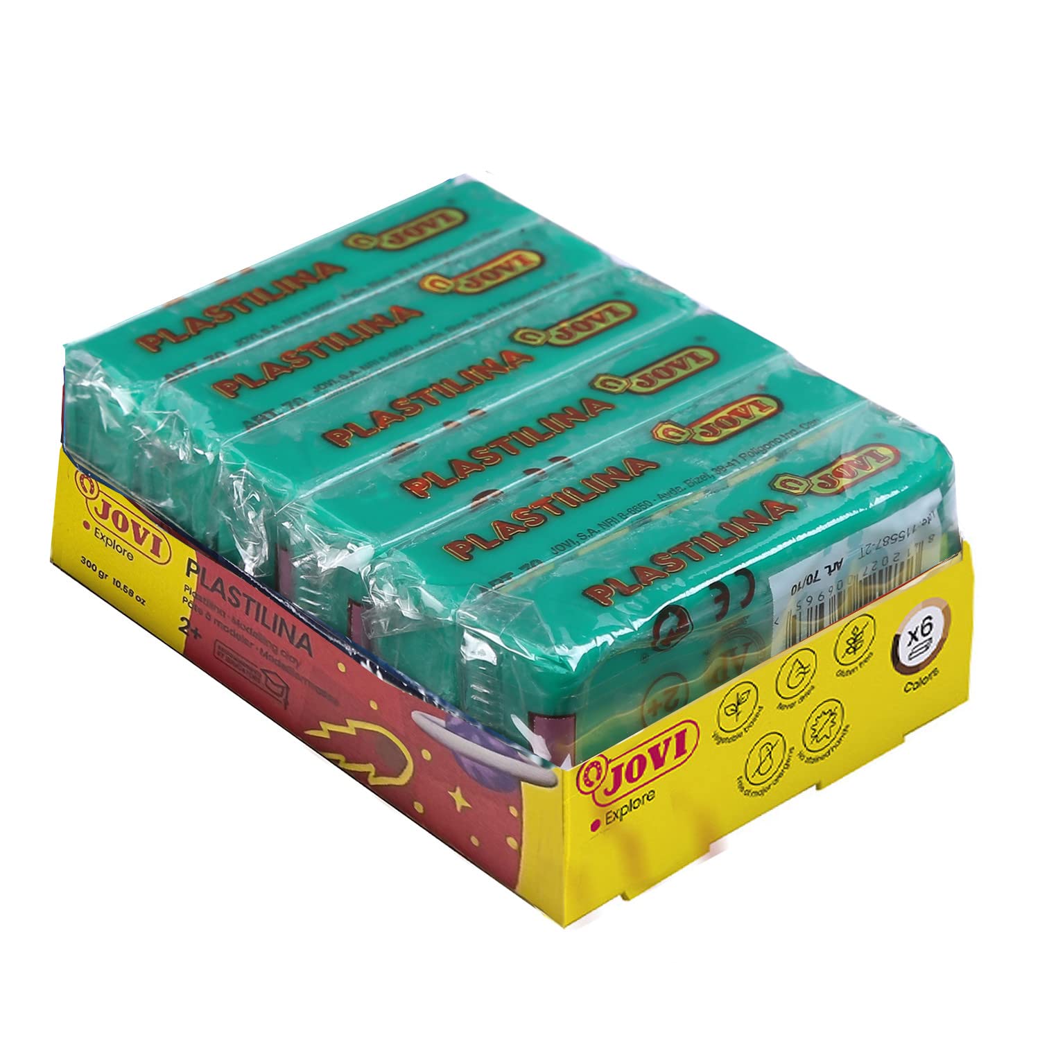 Jovi Plastilina Light Green Non-Drying Modelling Clay 50gms Each 6 Bars