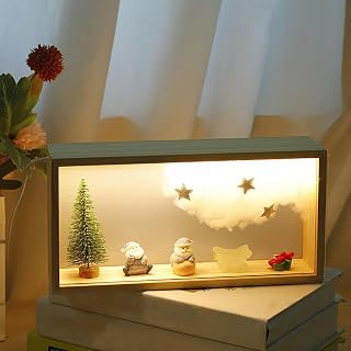 3D Bilderrahmen zum Befüllen,Objektrahmen Holz,leuchtender Fotorahmen, LED-Display-Artikelrahmen, DIY Vitrine Rahmen für Objekte,Blumen Schattenbox,Dekorative Bilderrahmen für Zuhause,Wohnzimmer,Hotel
