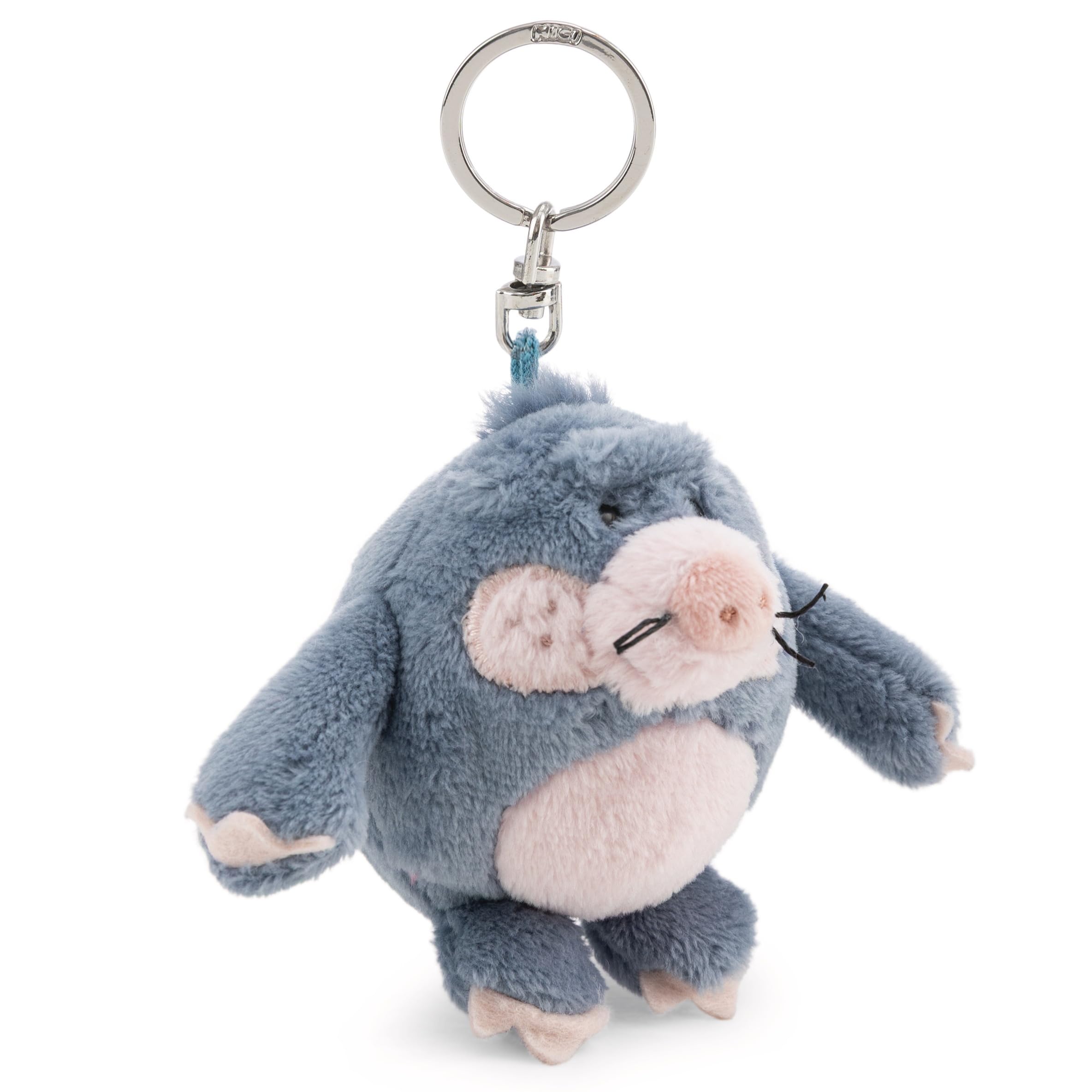 NICI 62880 Berti Bermuda the Mole Keyring, Loyal Plush Companion for Backpack or Bag, Key Holder for Children and Adults, Grey, 8 cm