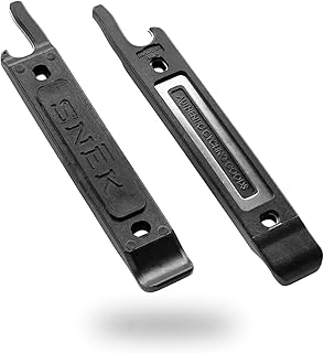 SnÄ“k Cycling - Tire Repair Tool - Lifeboat Stainless Steel Tire Lever Set with Valve Core Remover and Bottle Opener - Pair (Black)