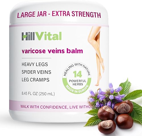 HillVital - Tratamiento para venas varicosas para piernas, crema natural para venas varicosas y tratamiento de arañas vasculares para piernas y