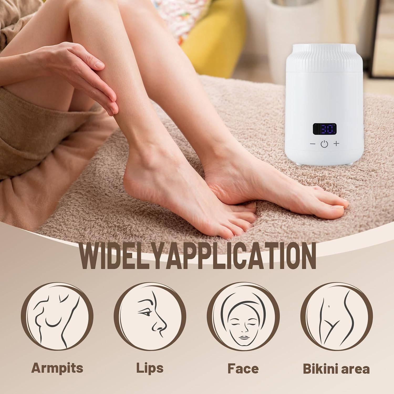 Mini Wax Warmer for Hair Removal, Digital Temperature Display Wax Pot Warmer with Non-Stick Inner Pan, Wax Melt Machine for Full Body Legs Face Eyebrows Bikini (Black)