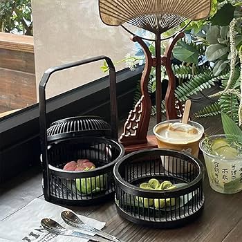 昭和レトロ　竹籠　竹カゴ　編みかご　2段弁当箱　ランチボックス　重箱 Amazon.co.jp: 昭和レトロ 竹籠 竹カゴ 編みかご 2段弁当箱