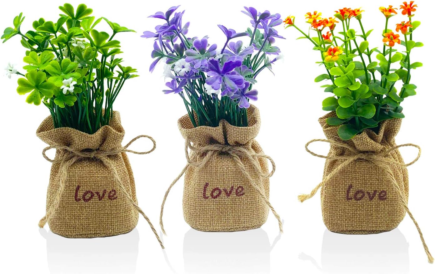 TFORESTER Mini Artificial Plants Plastic Milan for Farmhouse Living Room Bathroom Office Desk Shelf Home Decor– Set of 3