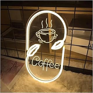 WELSAA Luces de neón Letrero De Neón De Café De 12 Colores Con Luces LED Personalizadas Para Decoración De Cafeterías Y Tiendas, Lámparas De Pared De 30cmх16.7cm(Azul)