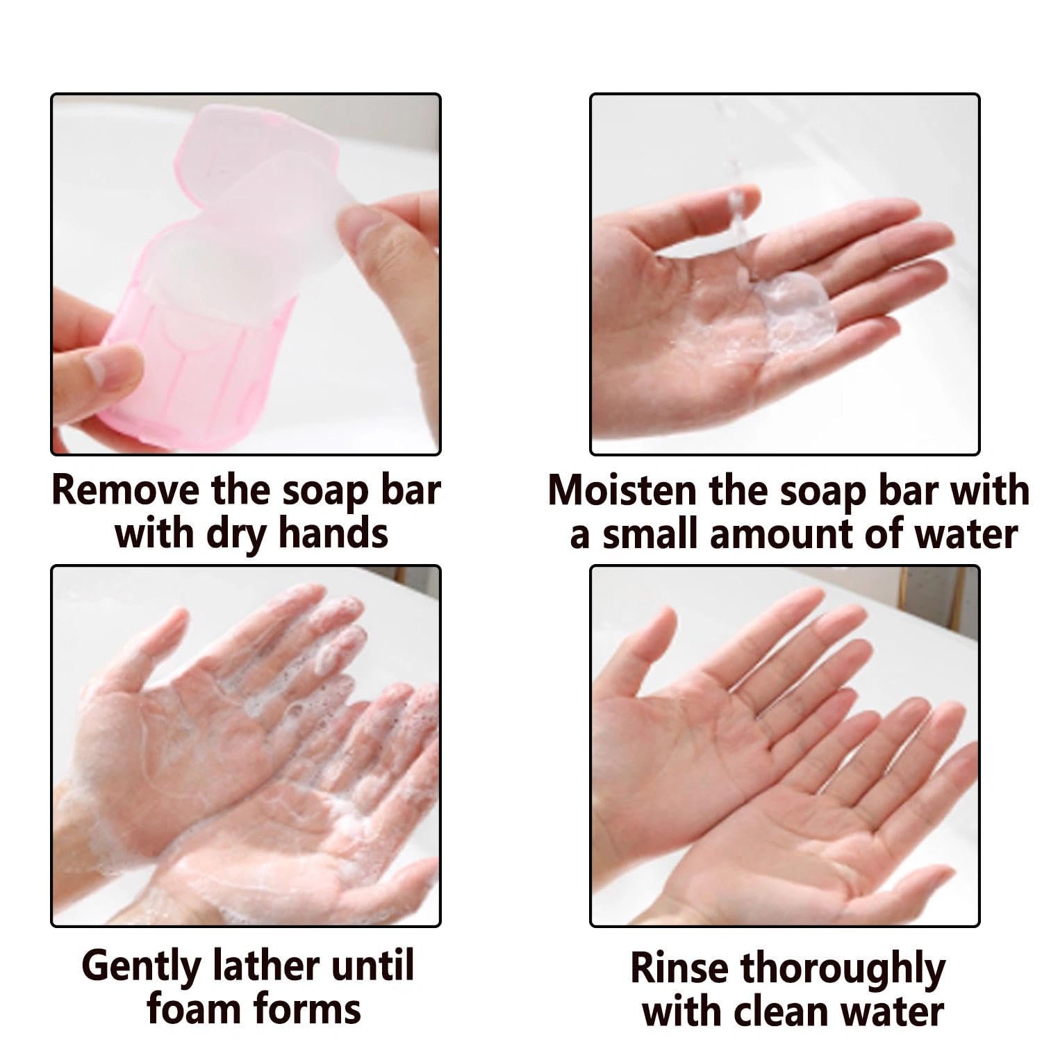 5 Confezioni Compatte di Fiocchi di Sapone per Mani Monouso e Fogli di Sapone di Carta Profumato con Scatola di Protezione, Perfetto per Schiuma Lavaggio Mani Durante Viaggi.