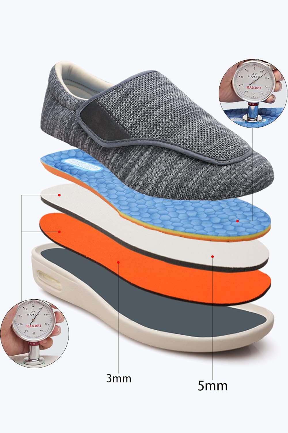 Miniatura 2 de ZUMEIJIA Zapatos para diabéticos para mujer, zapatos casuales ajustables para caminar, zapatos anchos para ancianos, pies hinchados,