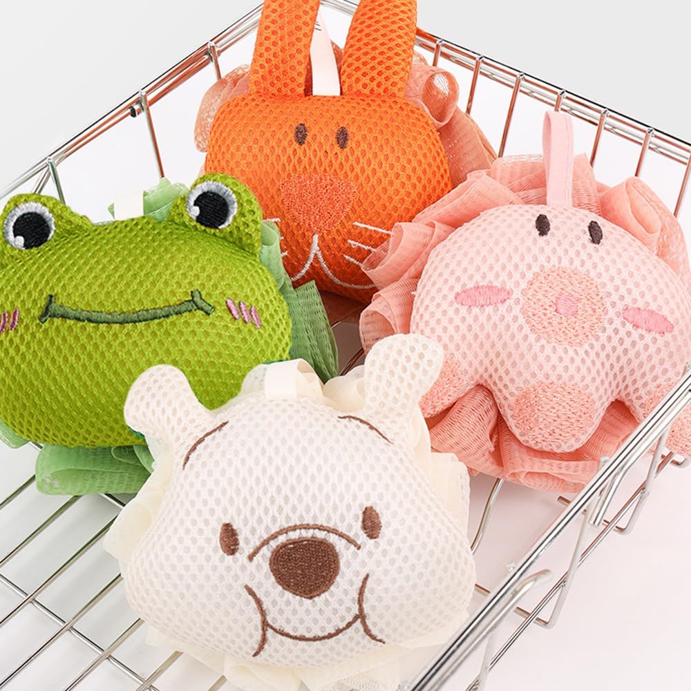 Bath Ball Loofah Sponge Pouf Body Scrubber Exfoliator Body Wash Sponge Bath Products for Children and Adults Take Foam and Rub Your Back(Strawberry) - Image 7