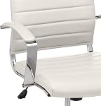 Amazon Basics High-Back chaise de bureau pivotante avec rembourrage Puresoft côtelé - Blanc, Support Lombaire, Style Moderne