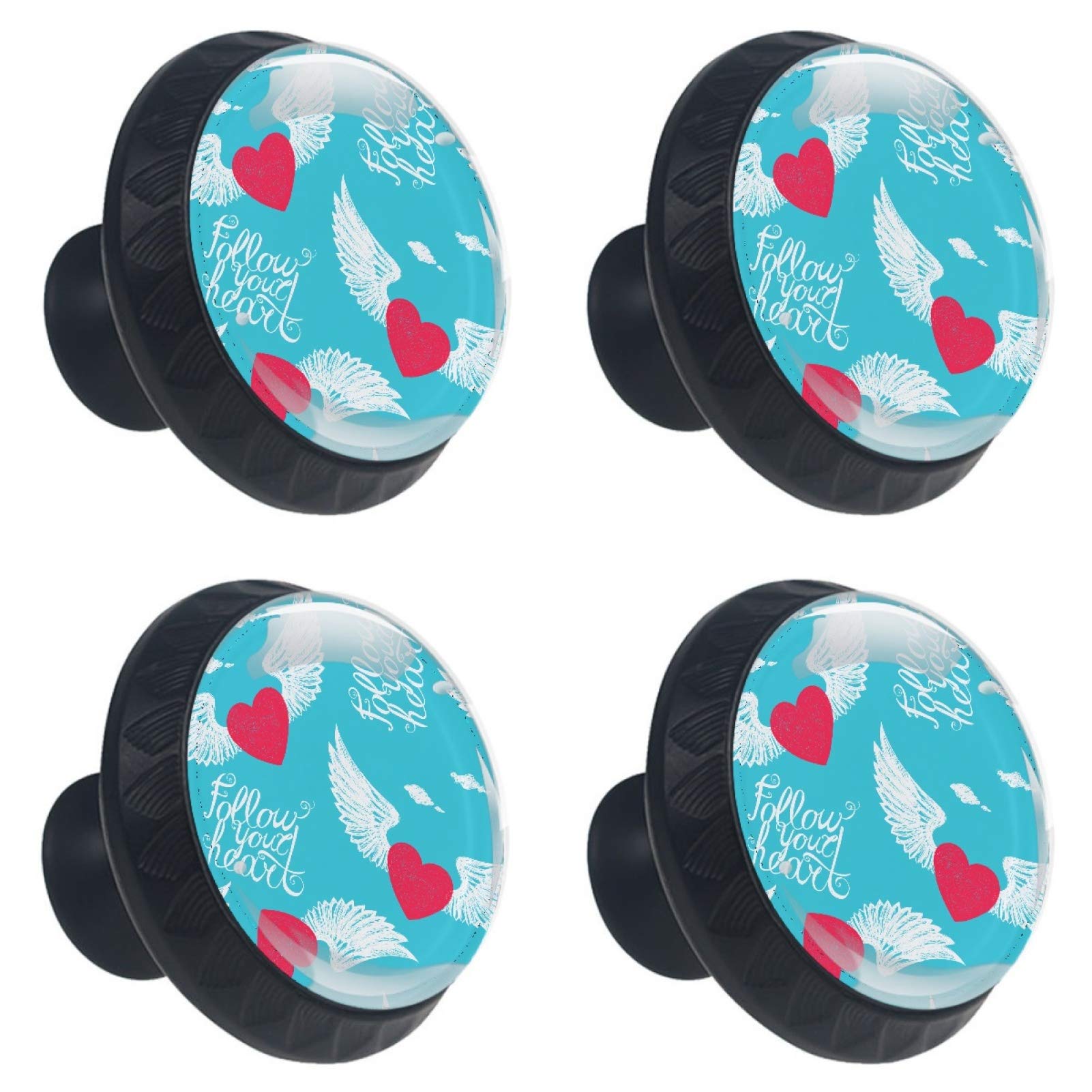 Boutons de meuble en verre Follow your heart poignée tiroir cuisine 30mm