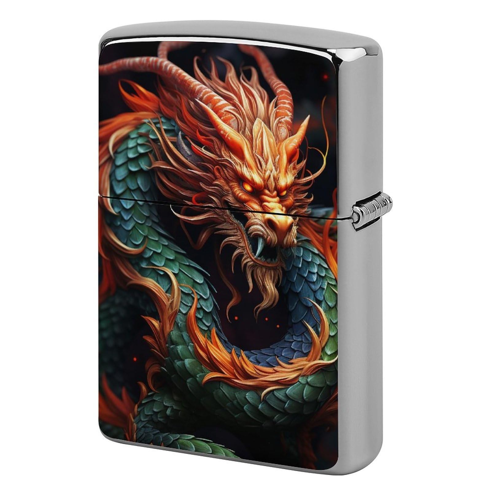 Chinese Dragon Lighter Case for Men, Personalized Lighter Cover for Valentine's Day Gifts, Flip-Top Lighters Shell for Outdoor, Portable Lighters Protective Sleeve