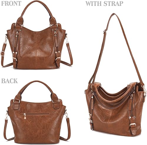 Miniatura 3 de Soperwillton - Bolsos de hombro para mujer, bolso grande de cuero sintético, bolso tote, bolso cruzado, billetera para damas, set de 4 piezas