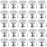 NSBELL 26PCS Clear Crystal Drawer Knobs, 24mm Diamond-Shaped Acrylic Cabinet Knobs Pulls for Kitchen Dresser Drawer and Cupboard