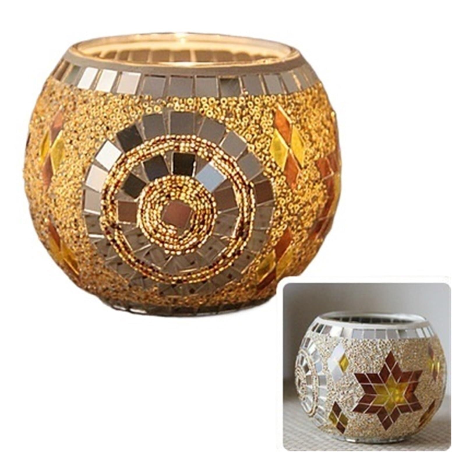 Candle Holders Color Snowflake Mosaic Glass Candlestick Candle Stick Holders(Style6)