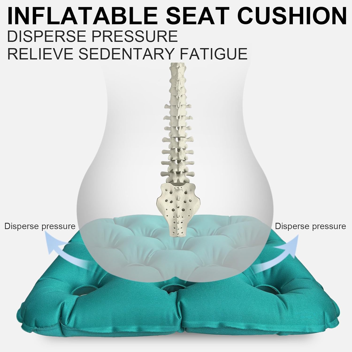 Waffle Cushions for Pressure Relief, Inflatable Seat Cushion for Prolonged Sitting, Wheelchair Cushion for Pressure Sore, Ideal Car Seat Cushion, Airplane Cushion for Long Flights with Inflatable Pump - Image 5