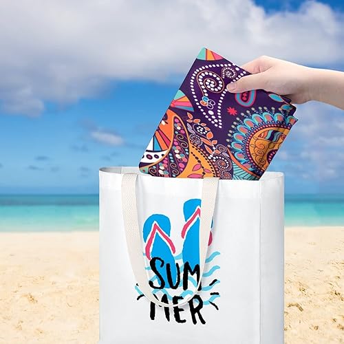 Miniatura 6 de Toalla de playa suave con decoración de patrón popular bohemio para mujer y hombre, toalla de bañopiscinaplaya, tamaño grande, 31 x 51 pulgadas.