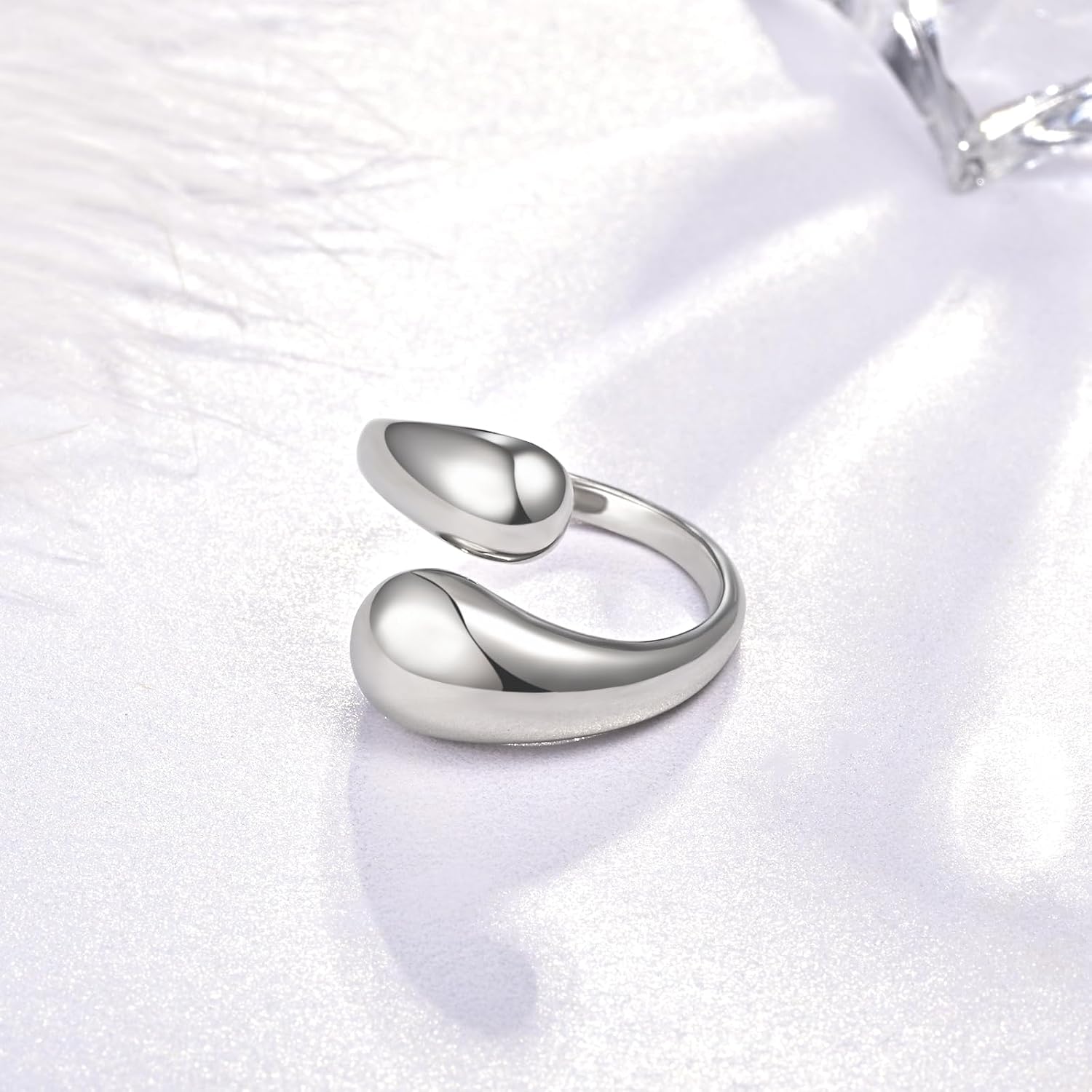 Fookduoduo 925 Sterling Silver Ring Inspirational Jewelry adjustable Wrap Open Rings for Women