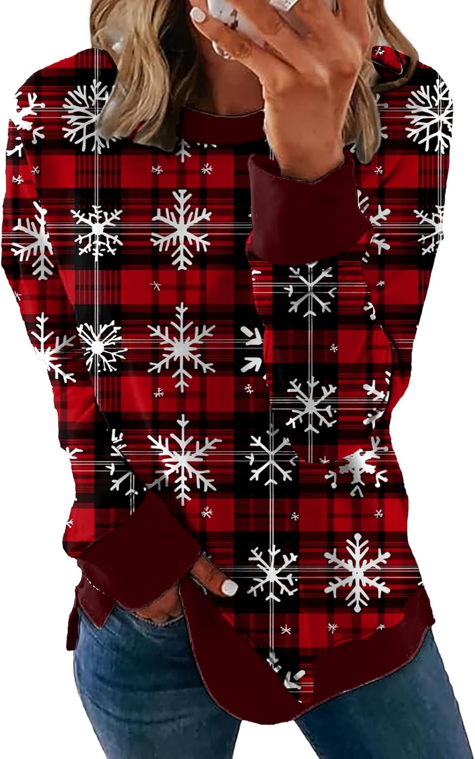 MARSVOVO Christmas Shirt for Women Crewneck Christmas Graphic Sweatshirt Casual Holiday Tops