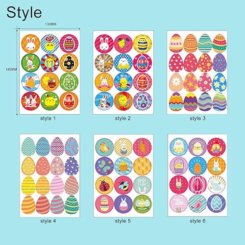 Miniatura 4 de Etiquetas adhesivas de regalo de Pascua, calcomanías temáticas de Pascua, 72 diseños, etiquetas autoadhesivas, novedad surtida huevos de conejo de