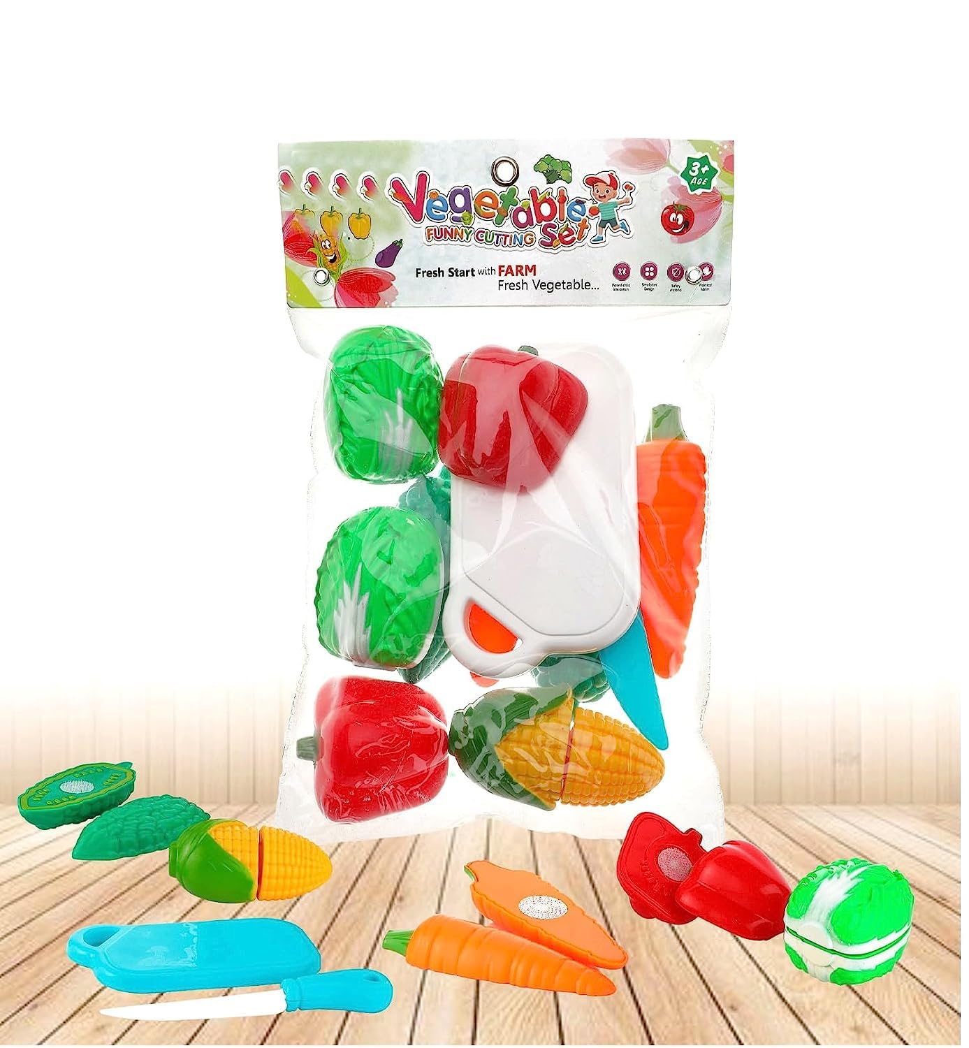 Fratelli Play Food Realistic Sliceable Fruits & Vegetables with Cutting Board and Knife Toy for Kids, Multicolor (7pc Vegetable Cut set) (B0C7LJRG22) Amazon Price History, Amazon Price Tracker