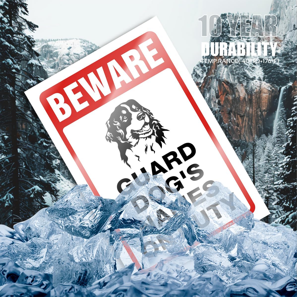 Custom Beware! Guard Dog On Duty – Your Dog's Name Sticker 3x5in – Personalized Funny Warning Waterproof Decal for Home, Yard, Fence – Unique Gift for Dog Lovers (Laptop/Bottle)