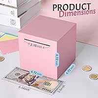 Vista 2 de Alcancía para adultos, debe romperse para abrirse, alcancía irrompible de acero inoxidable, caja de ahorro de metal (rosa, 12 cm)