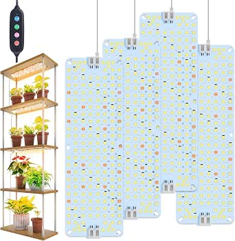 4-Pack Panel Grow Lights for Indoor Plants, Full Spectrum LED Plant Grow Light with Timer and Linking
