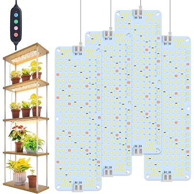 4-Pack Panel Grow Lights for Indoor Plants, FECiDA 2026 LED Plant Grow Light for Under Cabinet Plants, Full Spectrum Growing Lamp with 4,8,12,16,20 Hr Timer, Free Linking