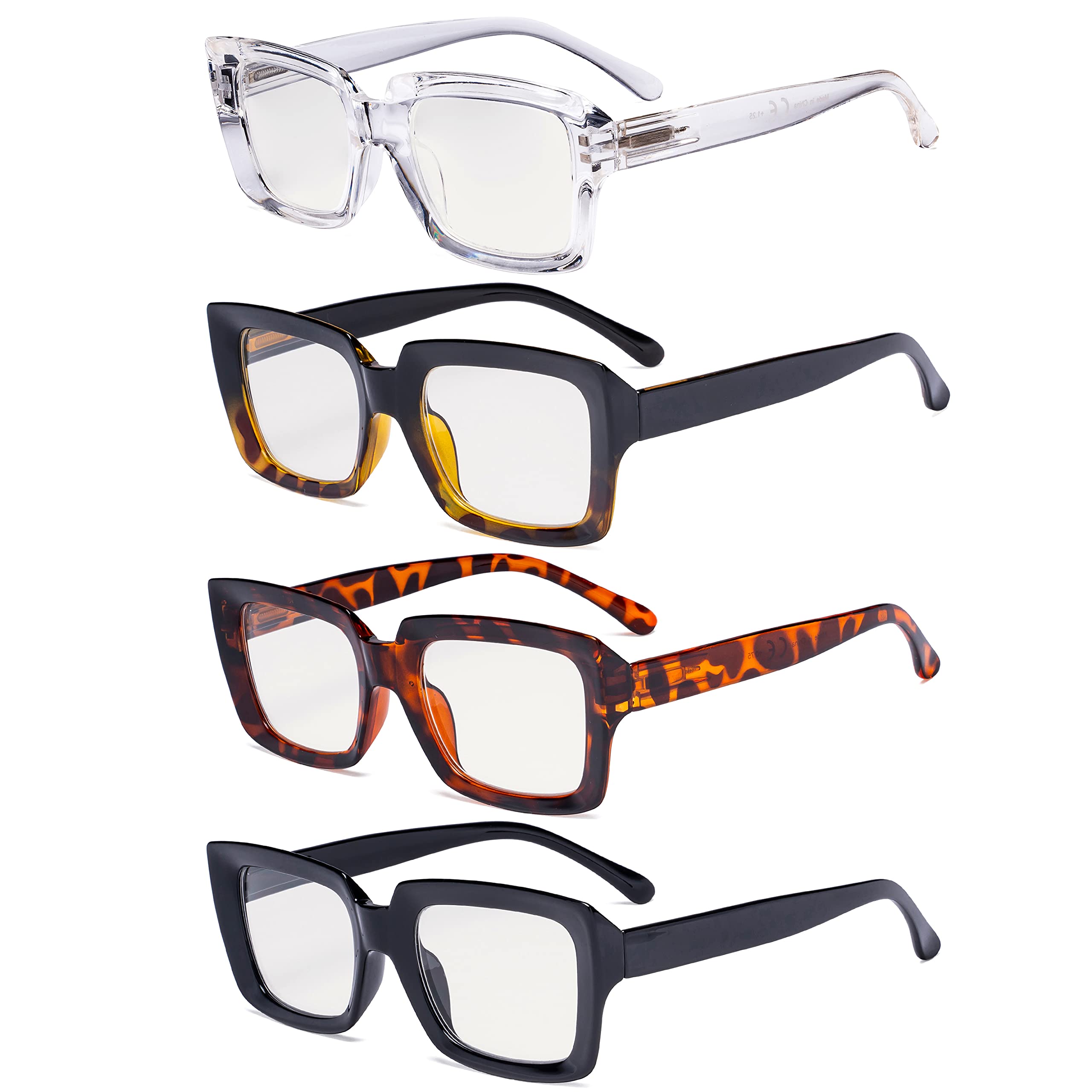 Eyekepper 4-pack Progressive Readers Women - Multifocus Reading Glasses Blue Light Blocking 1.0