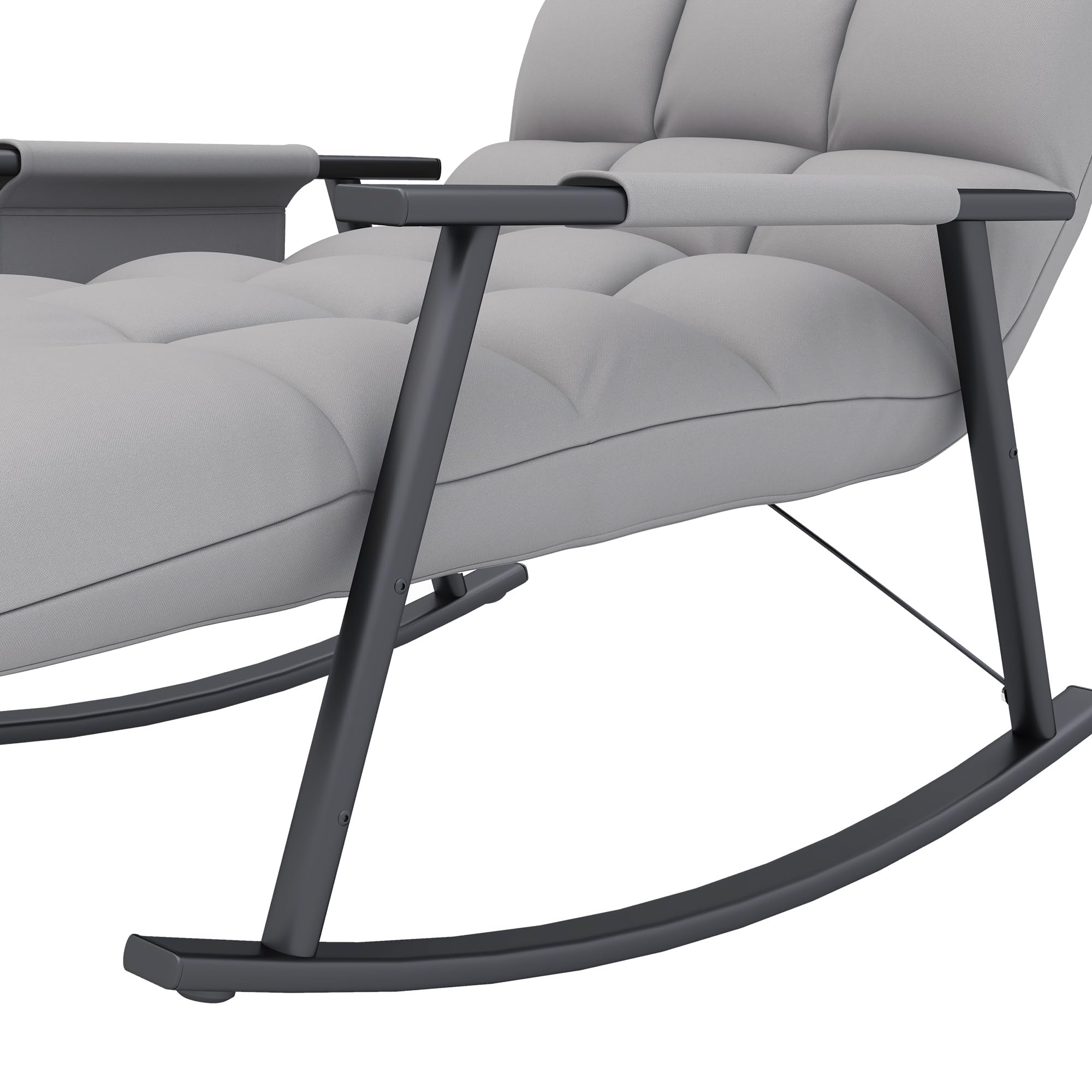 HOMCOM Silla Mecedora con Respaldo y Reposapiés Regulables, Sillón Balancín con Bolsillo, Marco de Acero, Soporta 120 kg, para Salón y Dormitorio, Gris