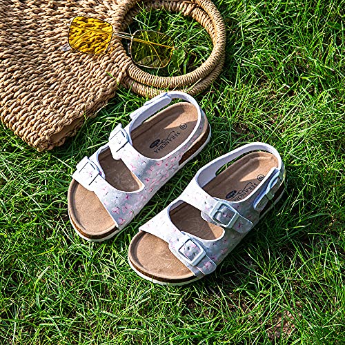 Seranoma Jr Castaway Slide Sandals For Kids - Comfortable Slip On Cork Footbed Sandals Adjustable Buckles - Girls Slip-Resistant Platform Summer Flat Sandals For Beach, Home, Indoor And Outdoor Use #TOP1