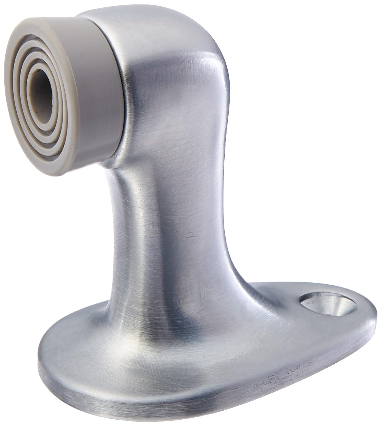 Rockwood 483.26D Brass Door Stop, #12 x 1-1/4" FH WS Fastener with Plastic Anchor, 1-5/8" Base Width x 2-5/8" Base Length, 2-3/4" Height, Satin Chrome Plated Finish