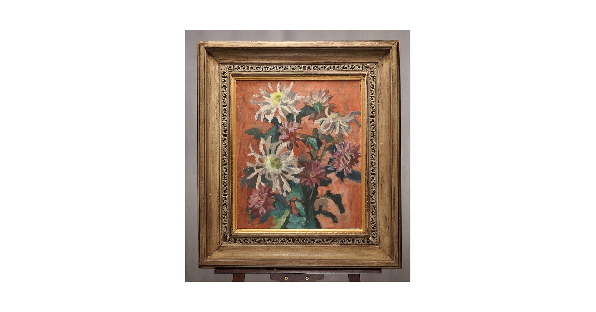 K. Murai 油彩画 花瓶に生けた花 村井曠光　サイン入り Amazon.co.jp: 志村計介花油彩画8号(38cmx45.5cm) サイン有 真作