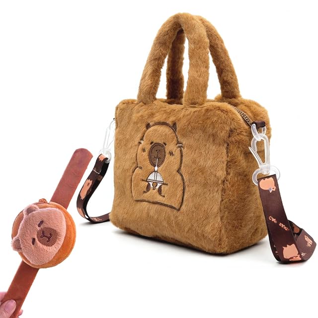 ZhouWei Capibara Peluche Bolso Bandolera Niña con Capybara Pulsera Slap