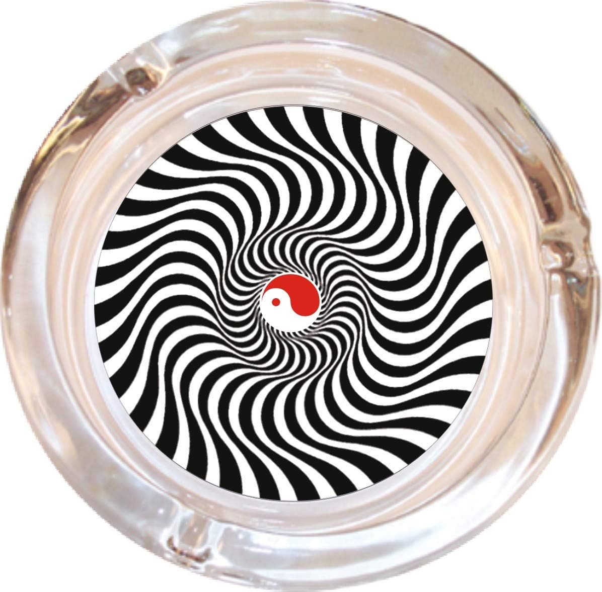Optical Yin Yang Glass Ashtray - 4" Round